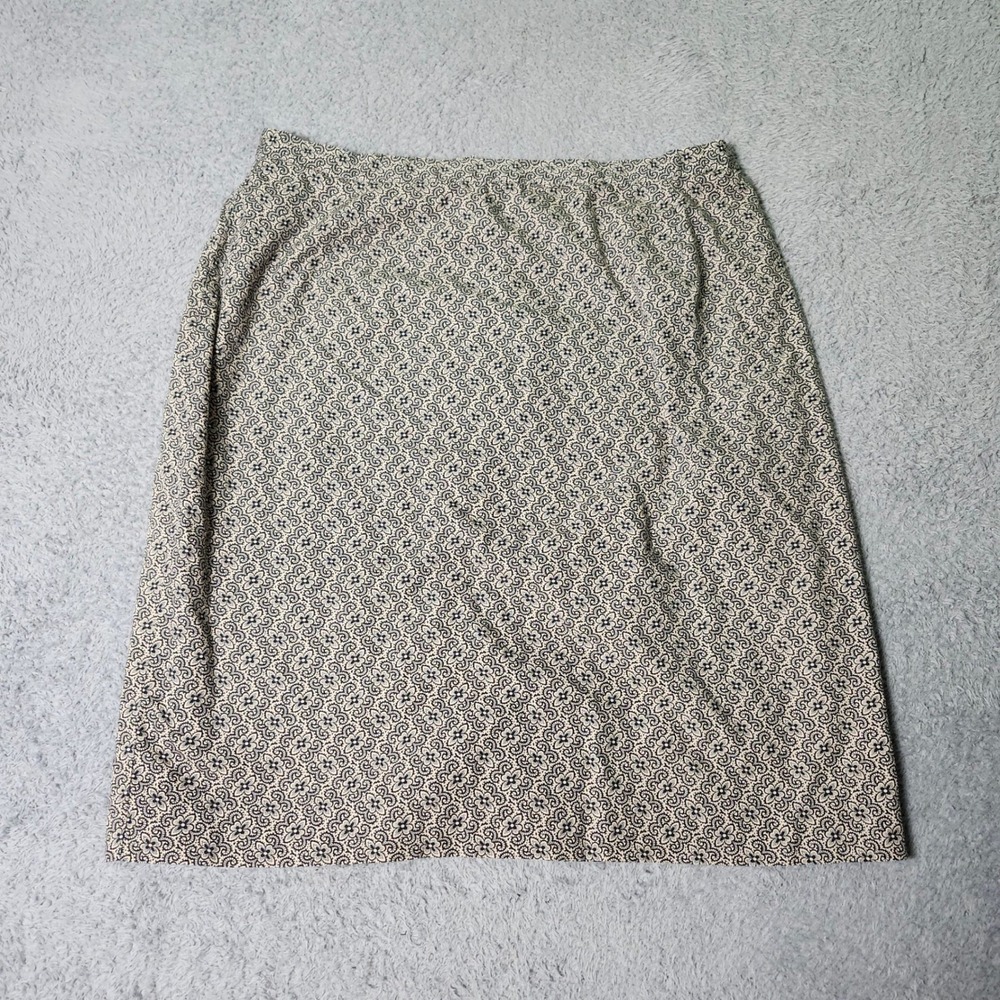 Casual Corner Annex Womens 14 Skirt Tan Black Floral Paisley A-Line Cotton